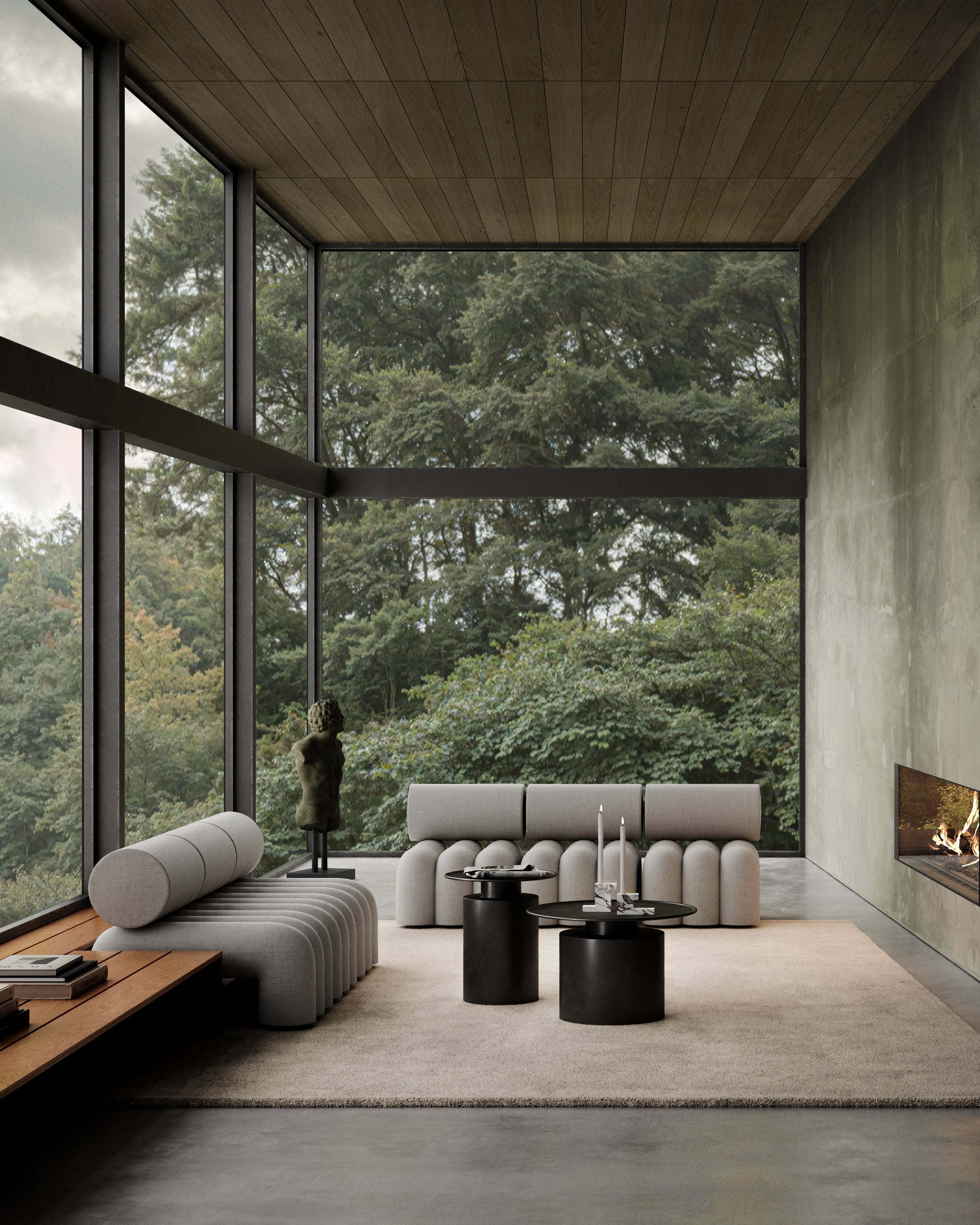 Pillar Coffee Table - Tall - Burned Black