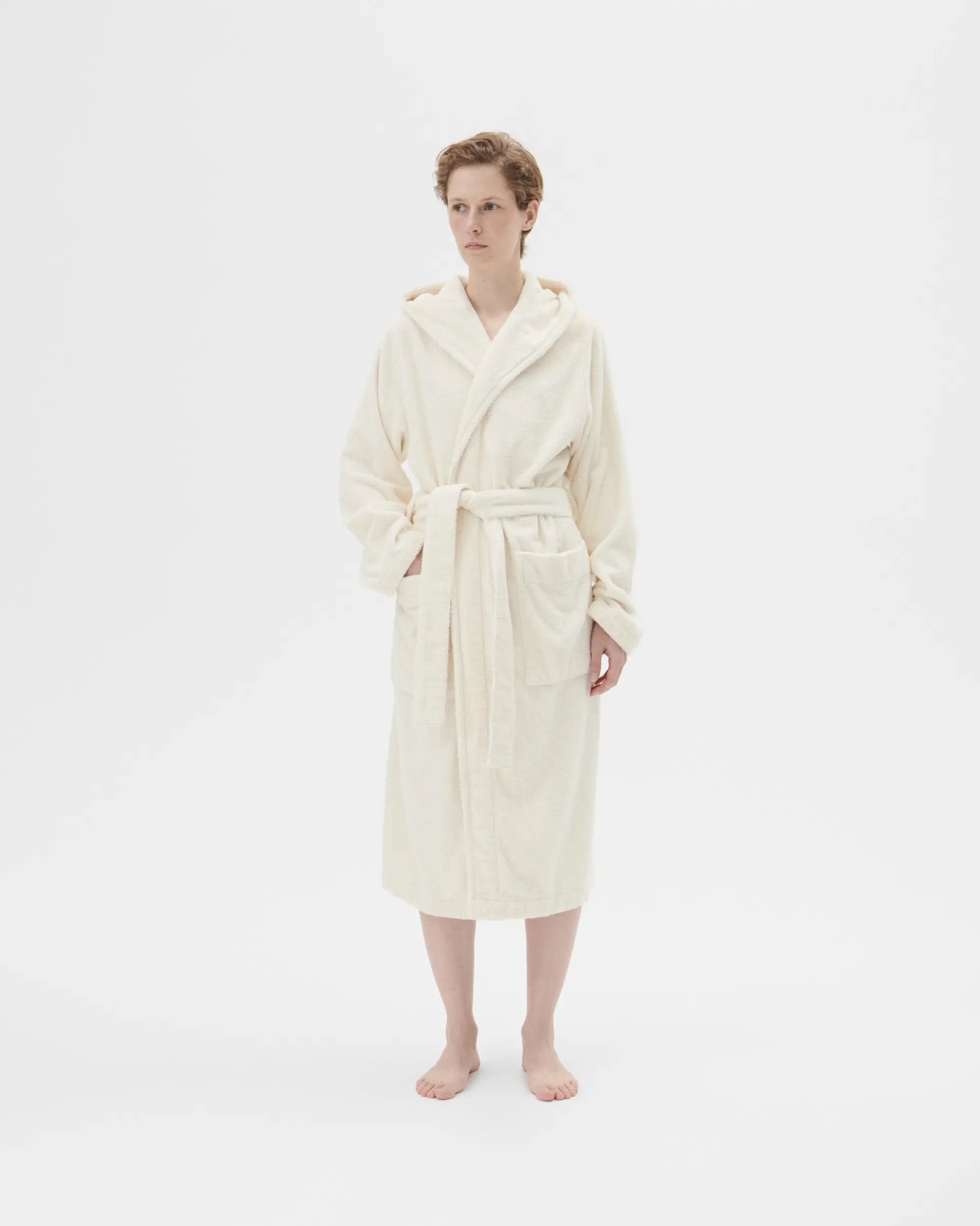 Tekla Hooded Bathrobe Ivory
