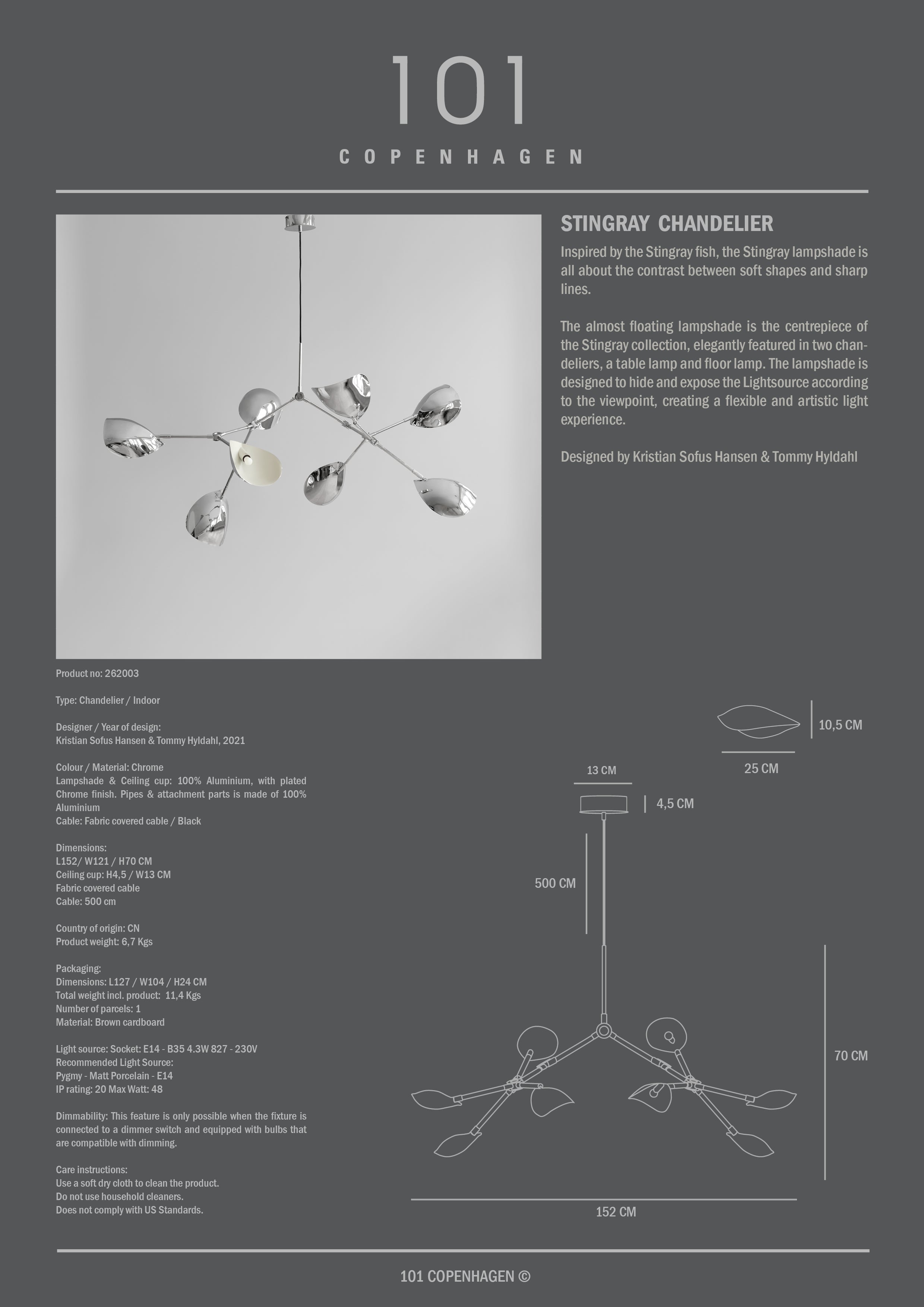 Stingray Chandelier - Chrome