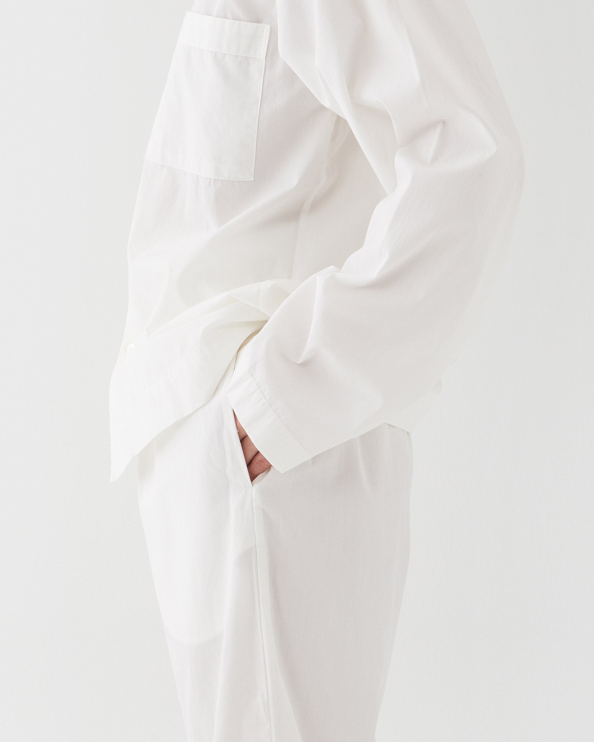 Tekla Poplin Náttskyrta Alabaster White