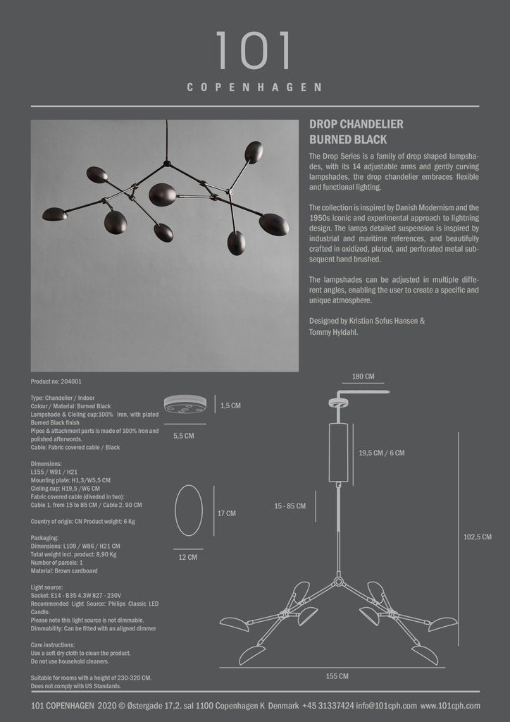 Drop Chandelier Burned Black