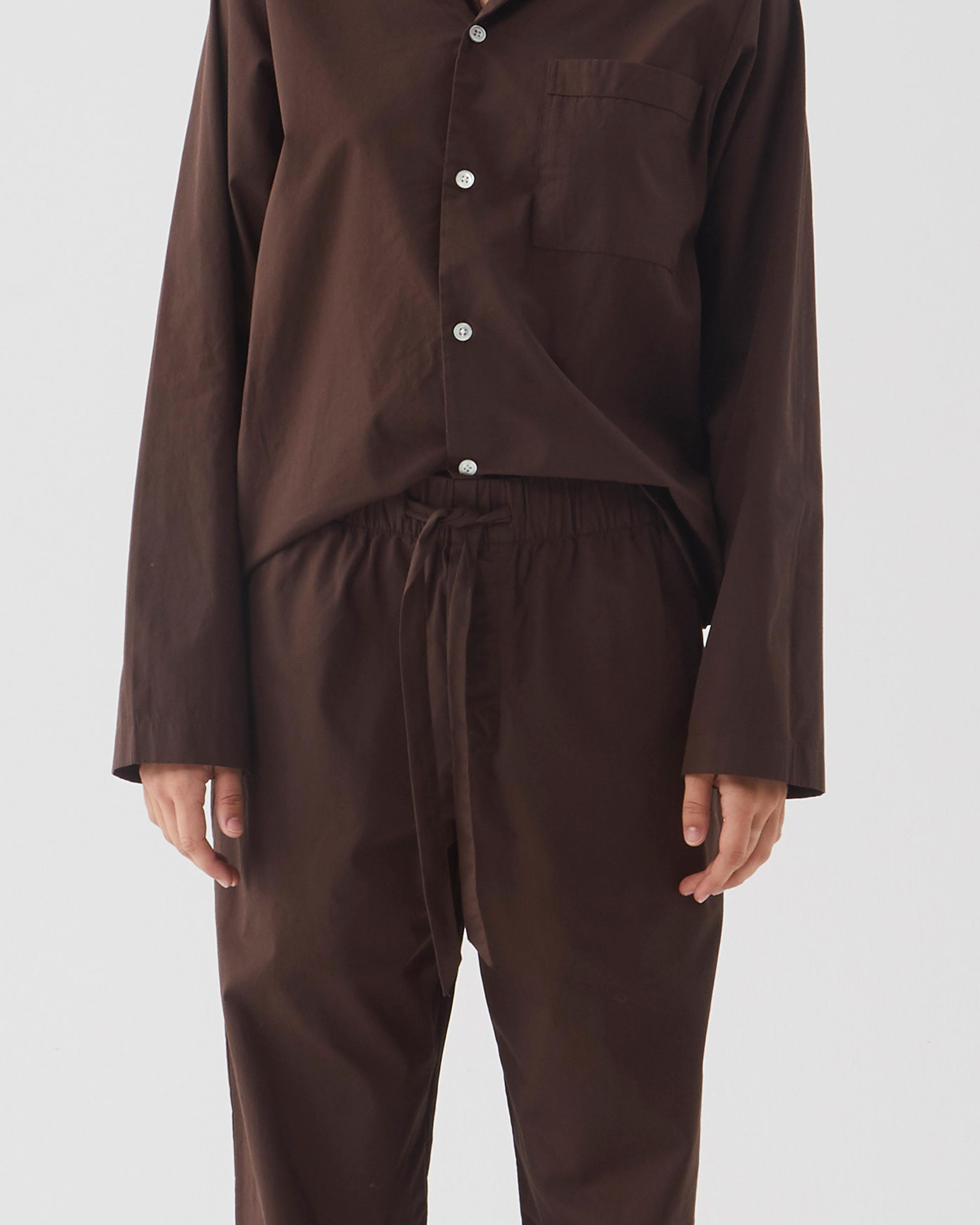 Tekla Poplin náttskyrta Coffee