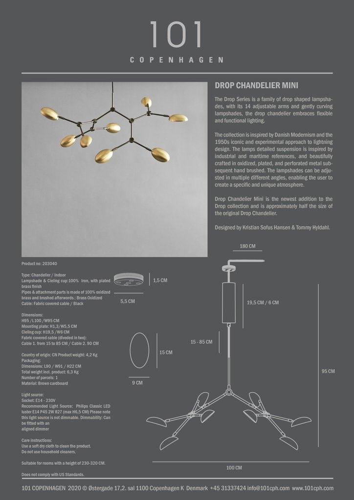 Drop Chandelier Brass - Mini