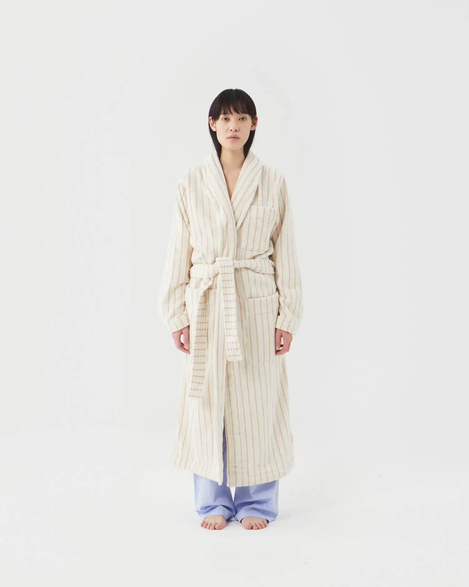 Tekla Classic Bathrobe Sienna Stripes