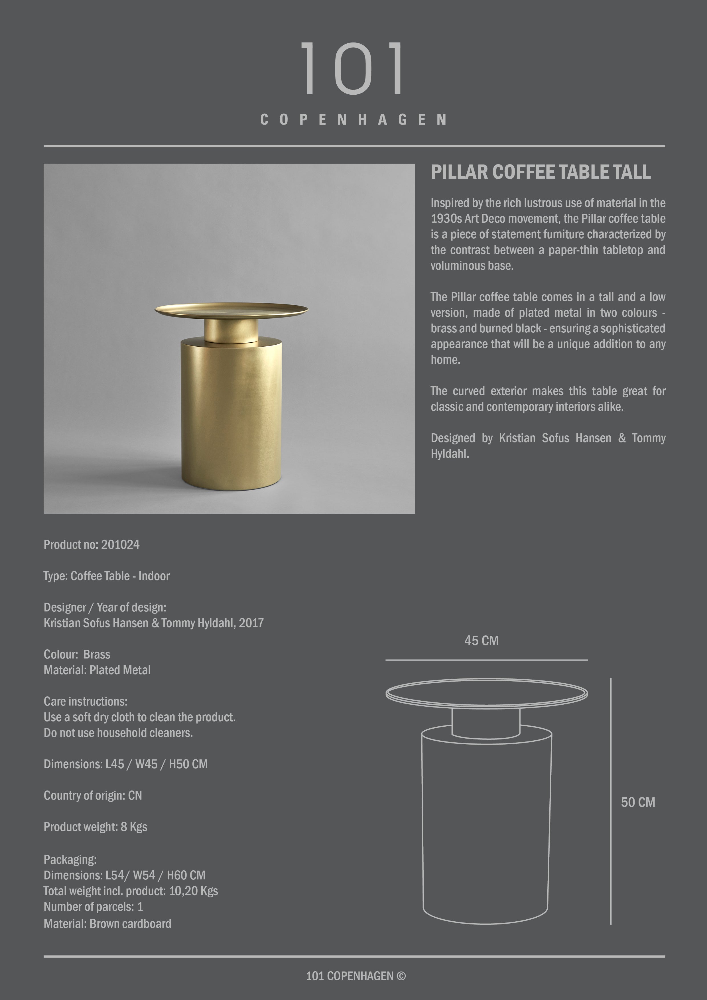 Pillar Table Tall, Brass
