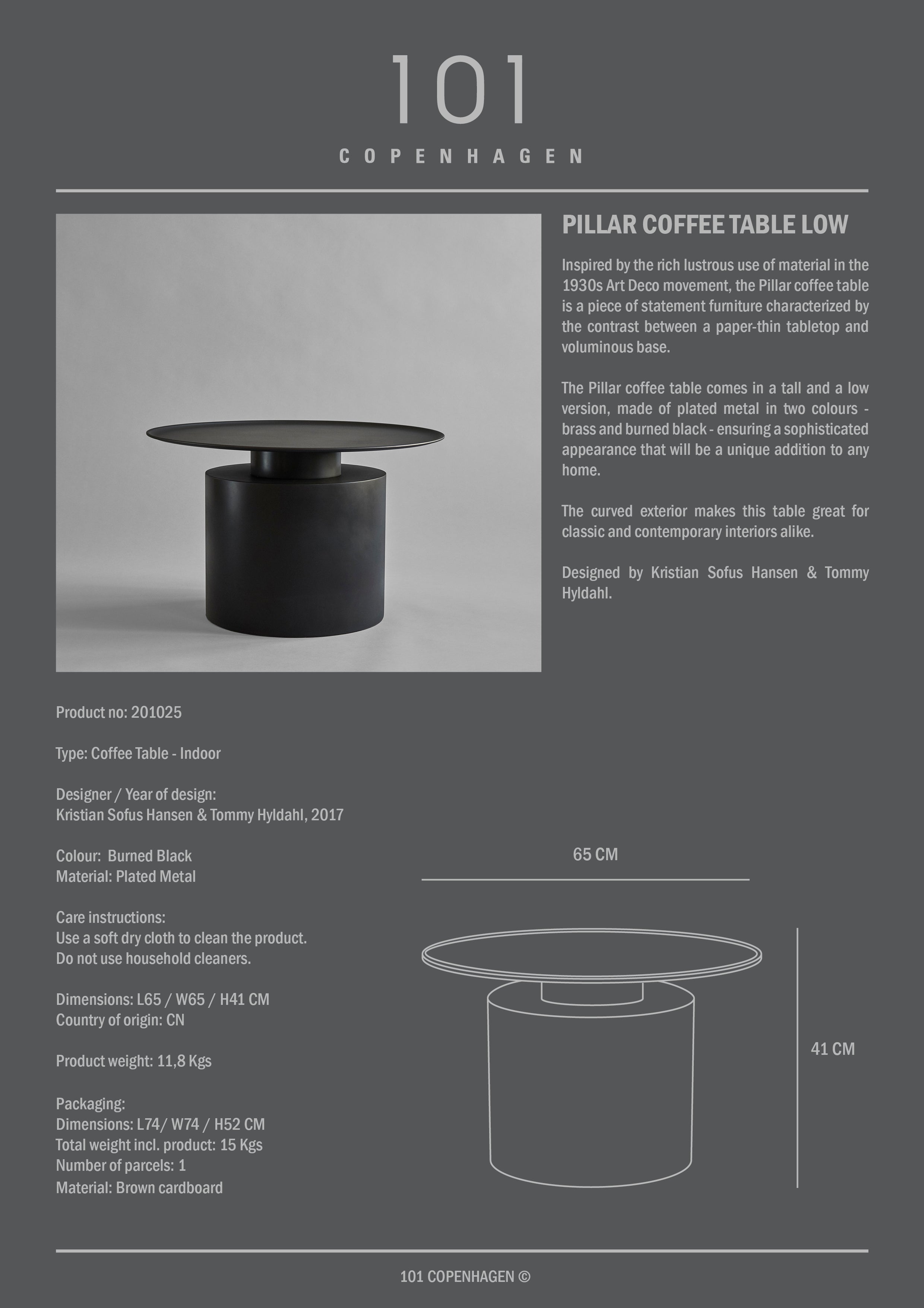 Pillar Table Low, Burned Black