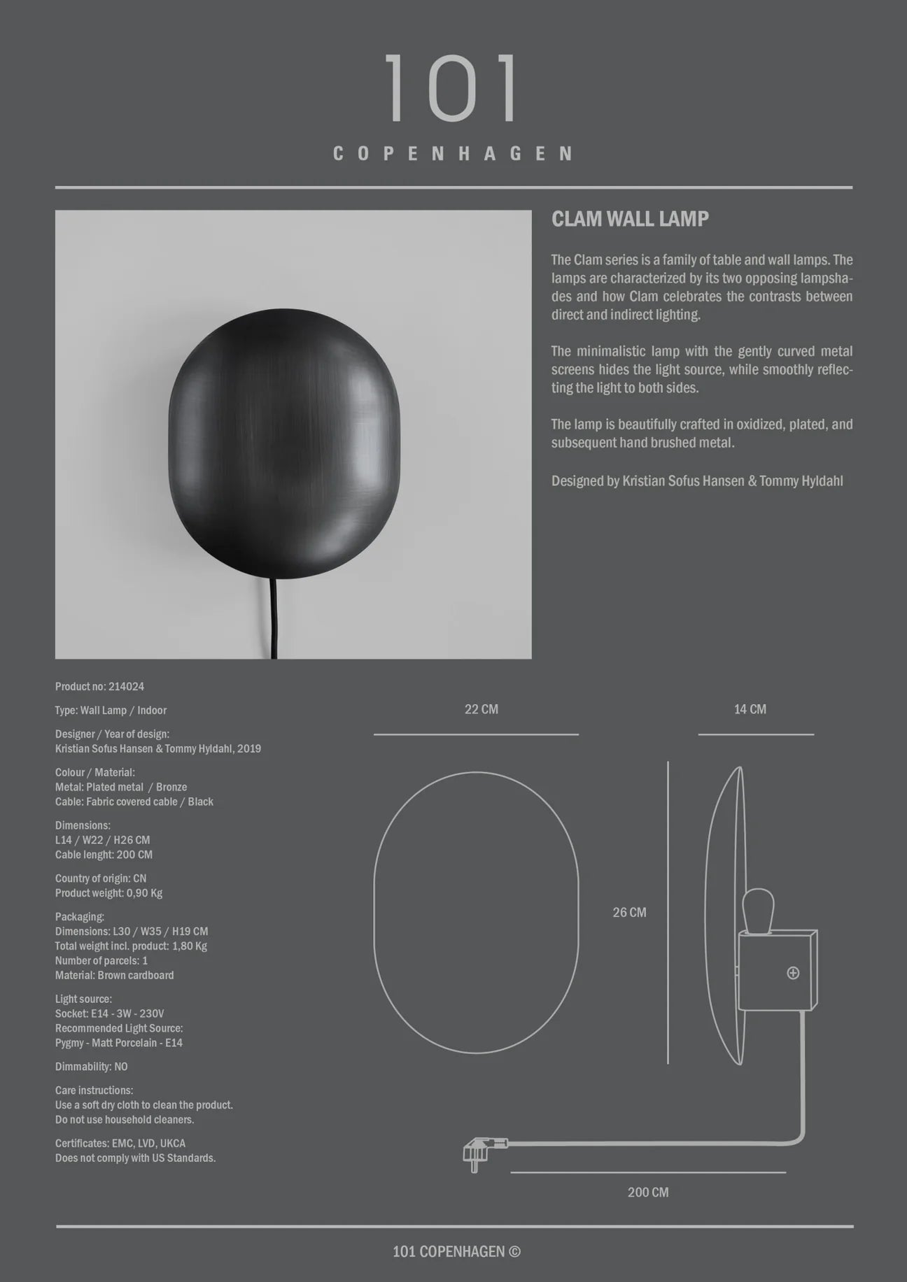 CLAM WALL LAMP | Bronze