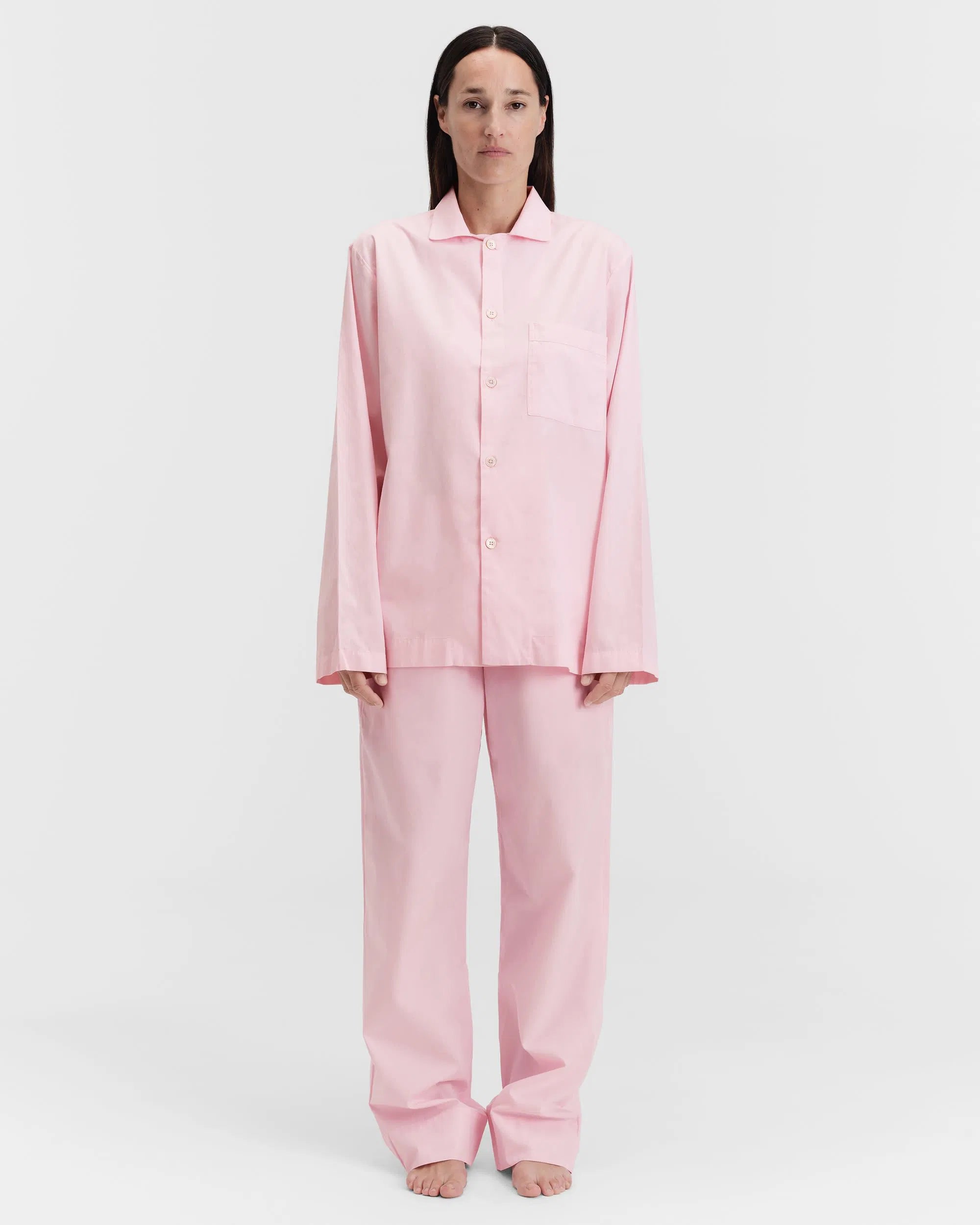Tekla Poplin Náttskyrta Soft Pink