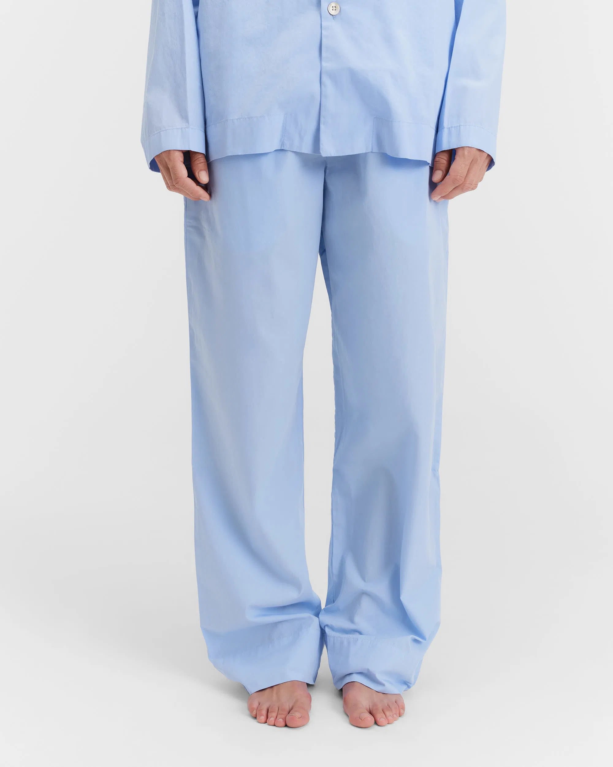 Tekla Poplin Náttbuxur Shirt Blue