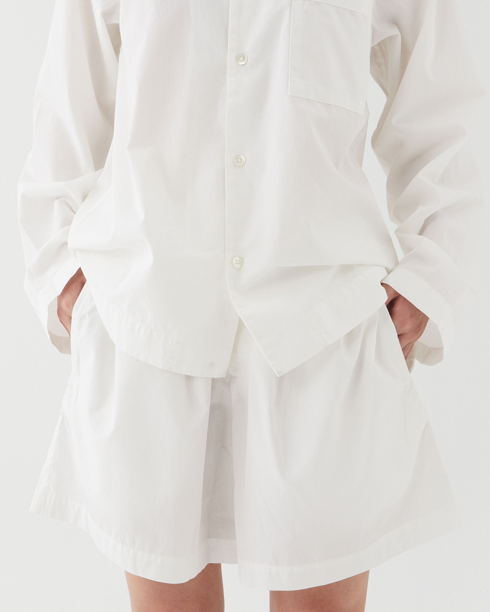 Tekla Poplin Stuttbuxur Alabaster White