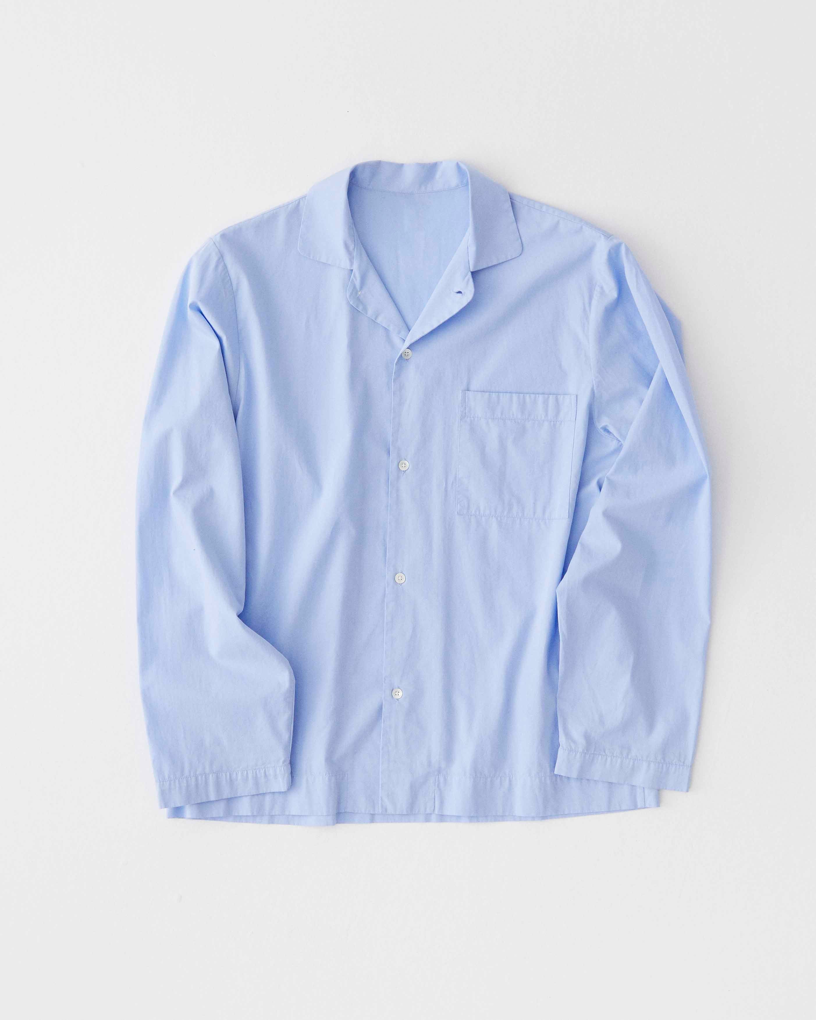 Tekla Poplin Náttskyrta Shirt Blue