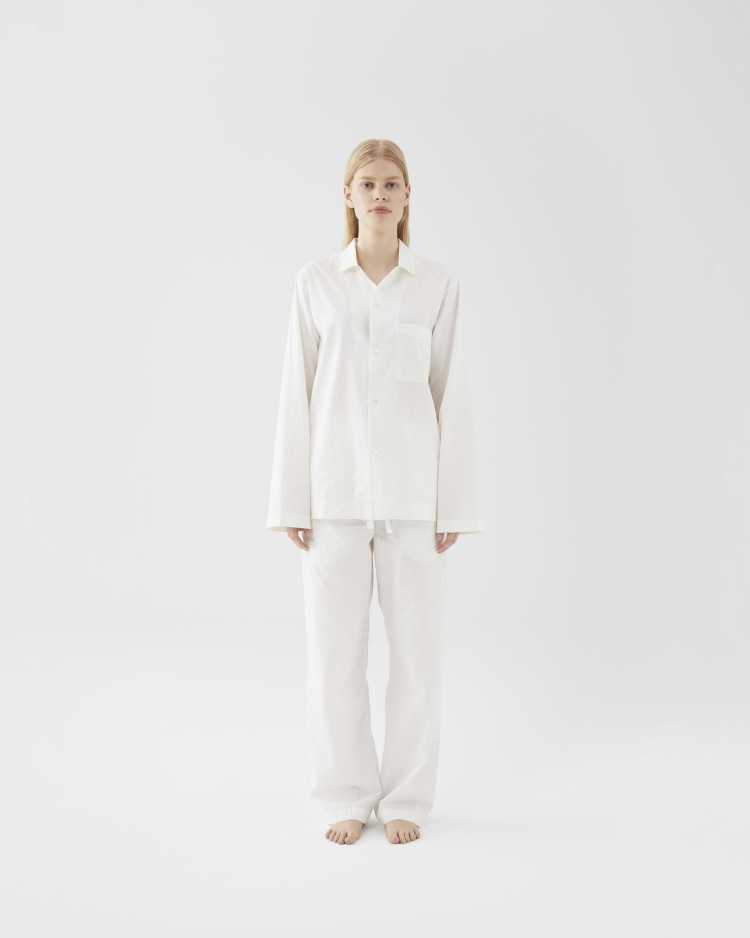 Tekla Poplin Náttskyrta Morning White